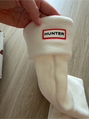 Hunter Cream Boot Socks with Logo Patch